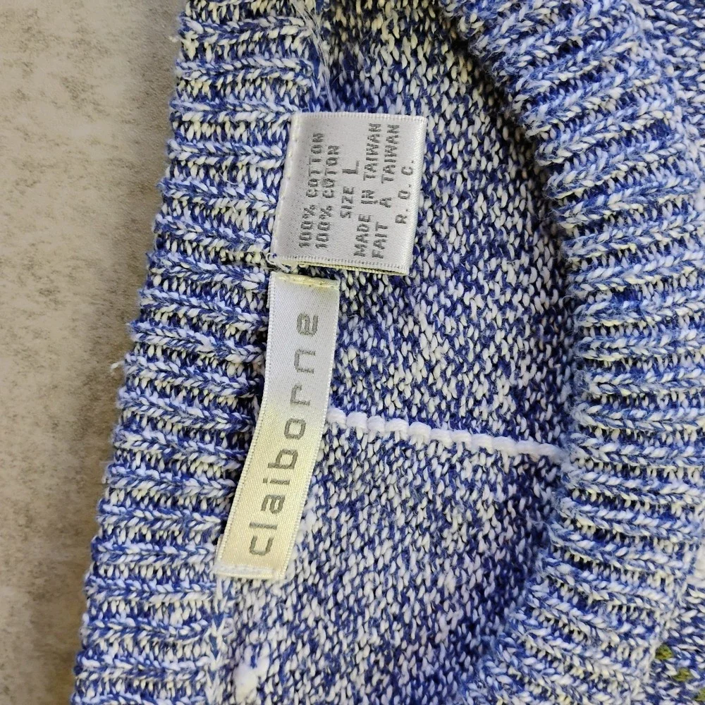 Vintage Claiborne Argyle Knit Sweater Mens Large‎ Blue Preppy Academia Golf